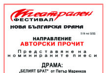 8 пиеси в направление „Авторски прочит“ на фестивала „Нова българска драма“